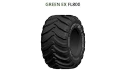 The GREEN EX FL 800 features “one of the widest tread footprints in the industry” and is now available in the 700/40-22.5 size. This new size has been included in the portfolio, and the tire’s tread design, coupled together with a multi-lug angle, delivers traction on the field and flotation properties.