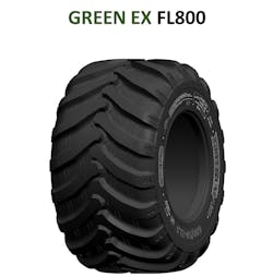 The GREEN EX FL 800 features “one of the widest tread footprints in the industry” and is now available in the 700/40-22.5 size. This new size has been included in the portfolio, and the tire’s tread design, coupled together with a multi-lug angle, delivers traction on the field and flotation properties.
