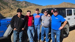 American Kenda Rubber Co. Ltd. customers attended the company’s recent Boot Camp event In Arizona. (Pictured, from left to right, are Joe Cambria Sr., North Gateway Tire; Brandon Stotsenburg, vice president, automotive, Kenda; Brent Hershberger, Holmes Tire; Joe Hershberger, Holmes Tire; and Rich Rogenski, Westside Tire & Service.)