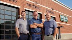 'Employees recognize it when you do things for them that you don't have to do,' says Jon Langerak, CEO and president of Wonderland Tire Co. (pictured center). Langerak was MTD's Tire Dealer of the Year Award recipient in 2023.