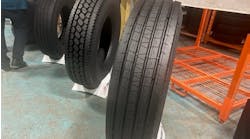Turbo Wholesale Tires LLC's new Rolling Big Power commercial medium truck tire line encompasses 14 tires and more than 40 SKUs. Three of those tires are pictured here.