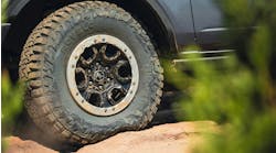 The Rovelo Ridgetrak R/T has earned 3-Peak Mountain Snowflake certification, with LT and flotation sizes pinned for studs.